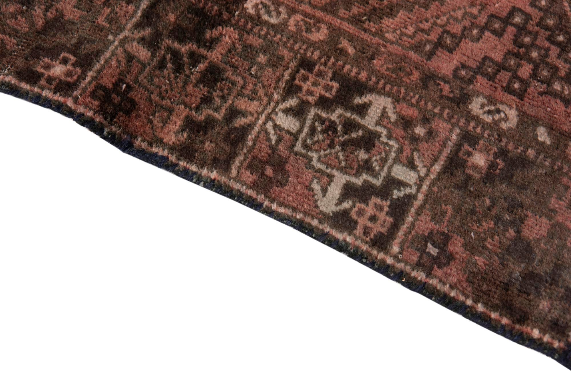 3' 9 x 9' 2 Hand Knotted Ultra Vintage Persian Wool Runner Rug