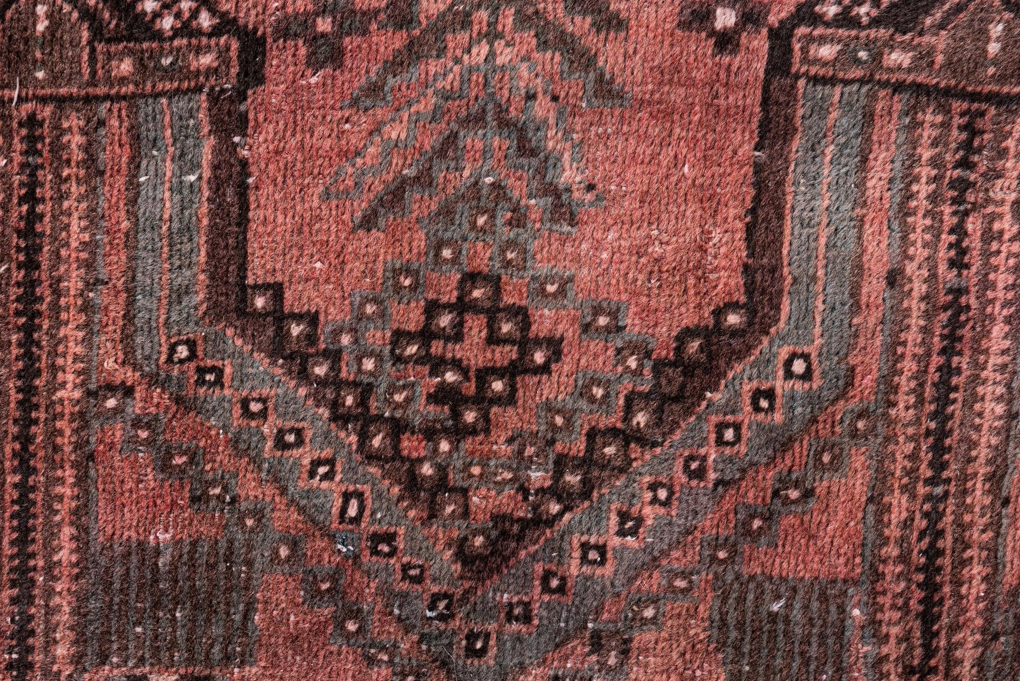 3' 9 x 9' 2 Hand Knotted Ultra Vintage Persian Wool Runner Rug
