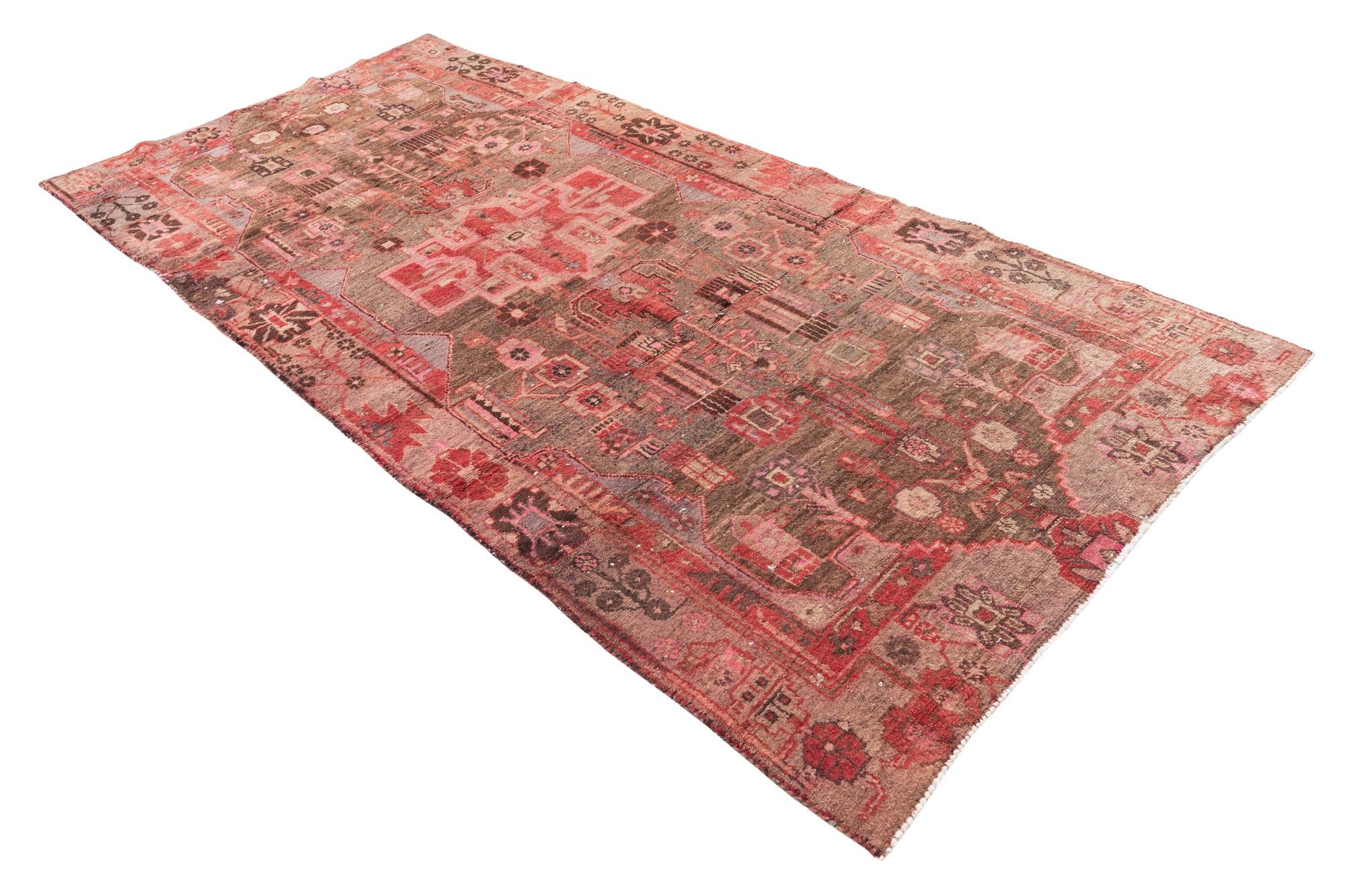 4' 6 x 9' 5 Hand Knotted Ultra Vintage Persian Wool Runner Rug
