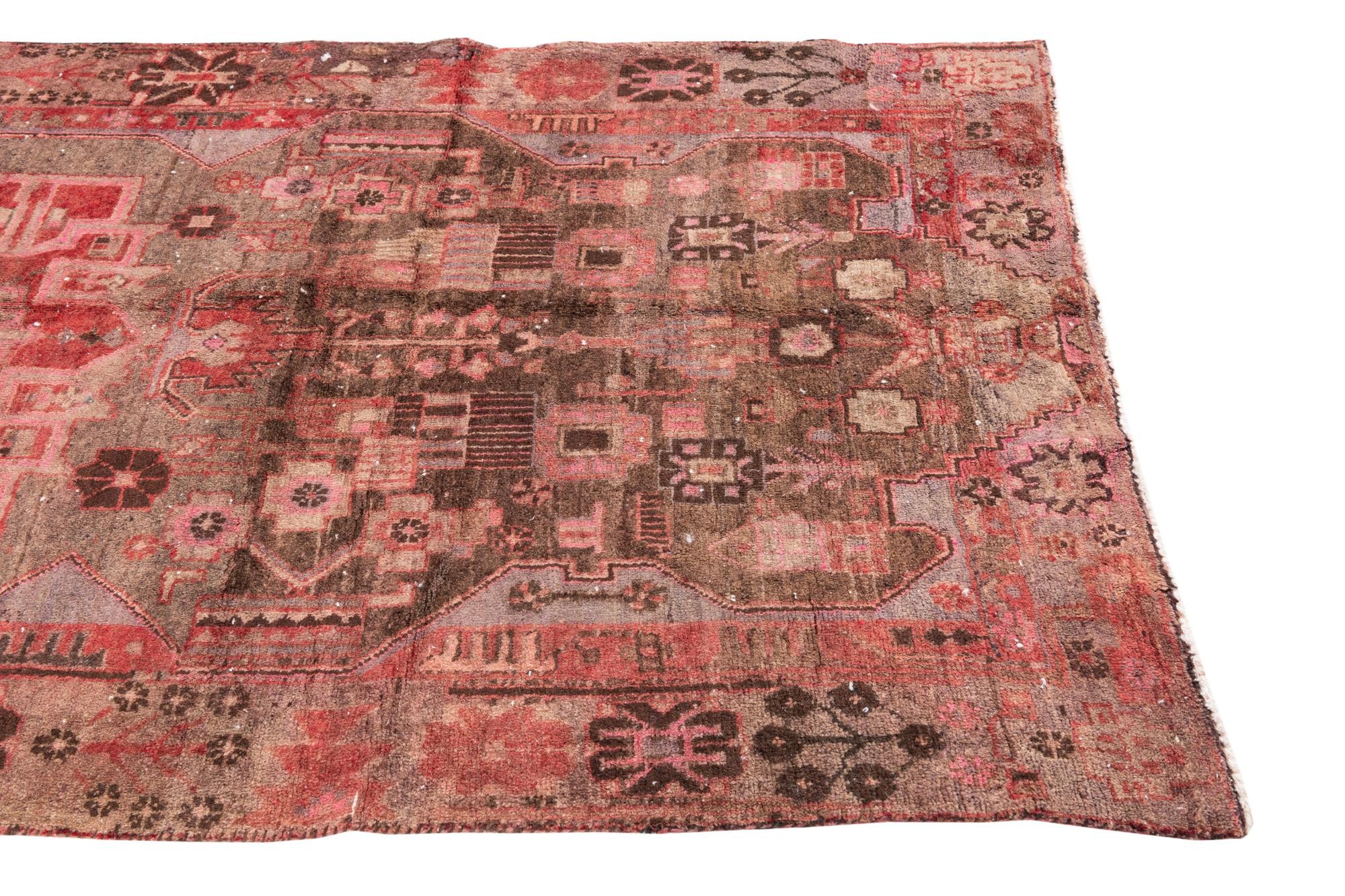 4' 6 x 9' 5 Hand Knotted Ultra Vintage Persian Wool Runner Rug