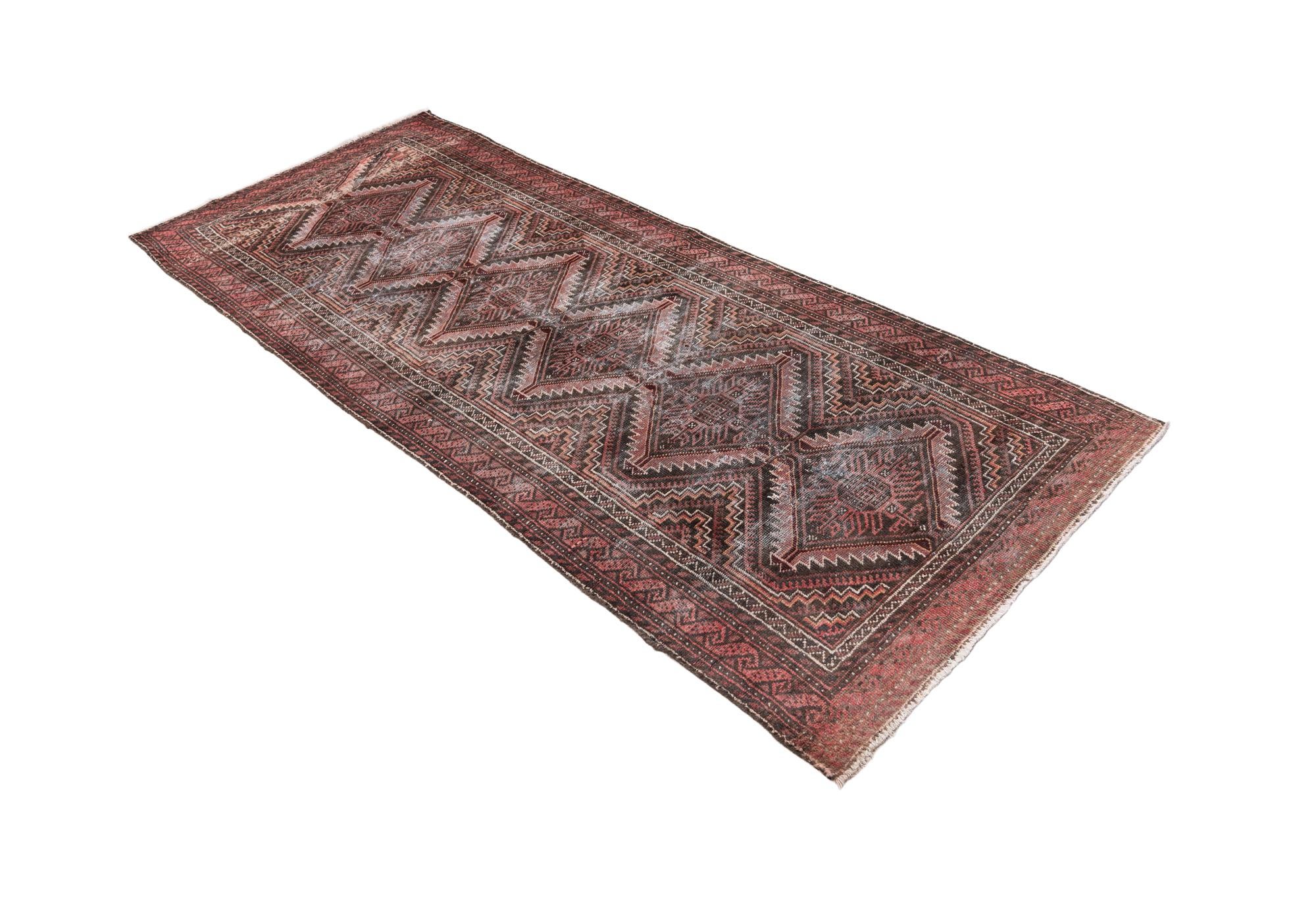 3' 4 x 8' 4 Hand Knotted Ultra Vintage Persian Wool Runner Rug