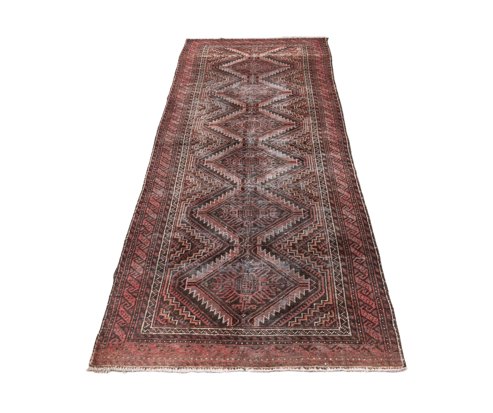 3' 4 x 8' 4 Hand Knotted Ultra Vintage Persian Wool Runner Rug