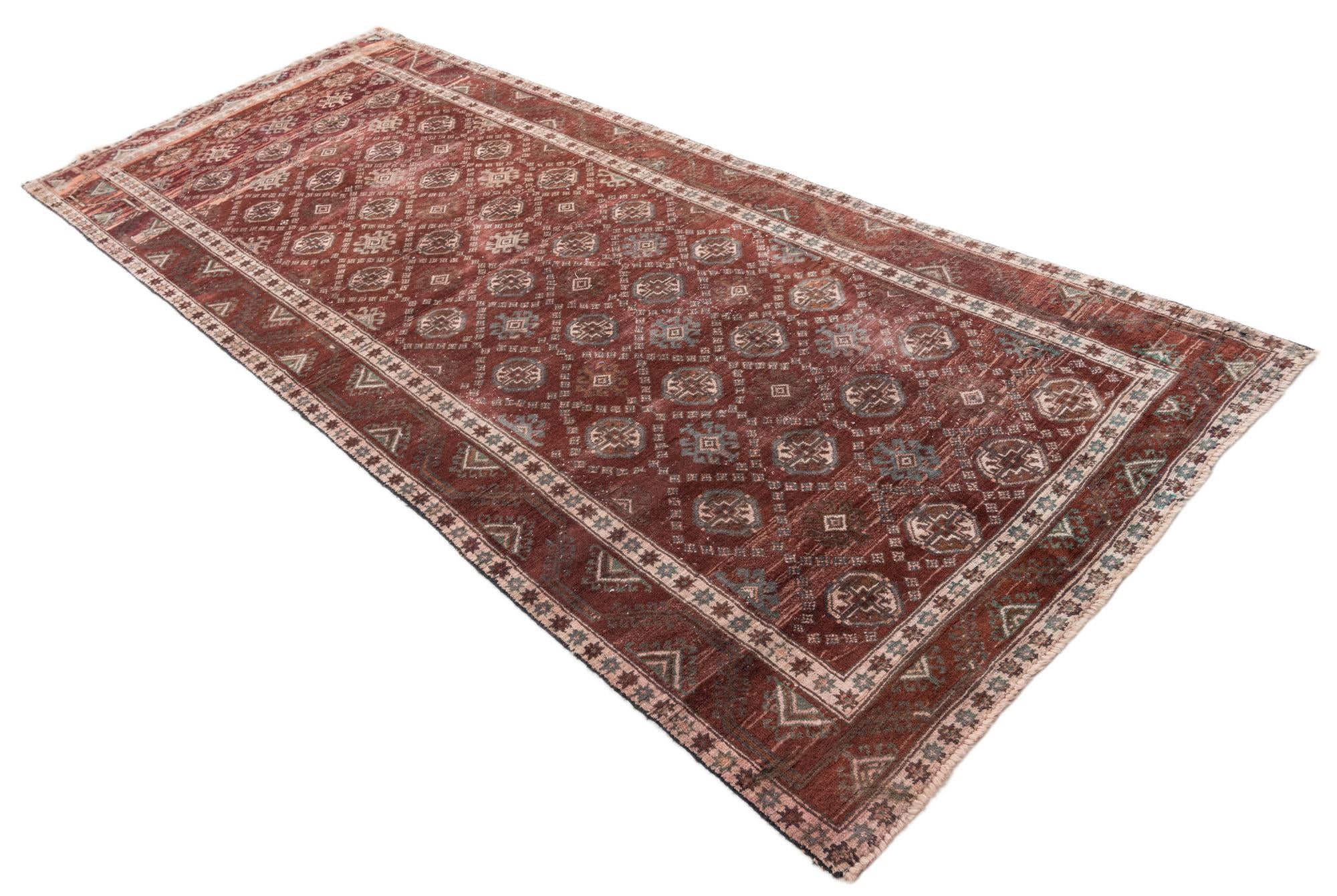 3' 10 x 9' 7 Hand Knotted Ultra Vintage Persian Wool Runner Rug