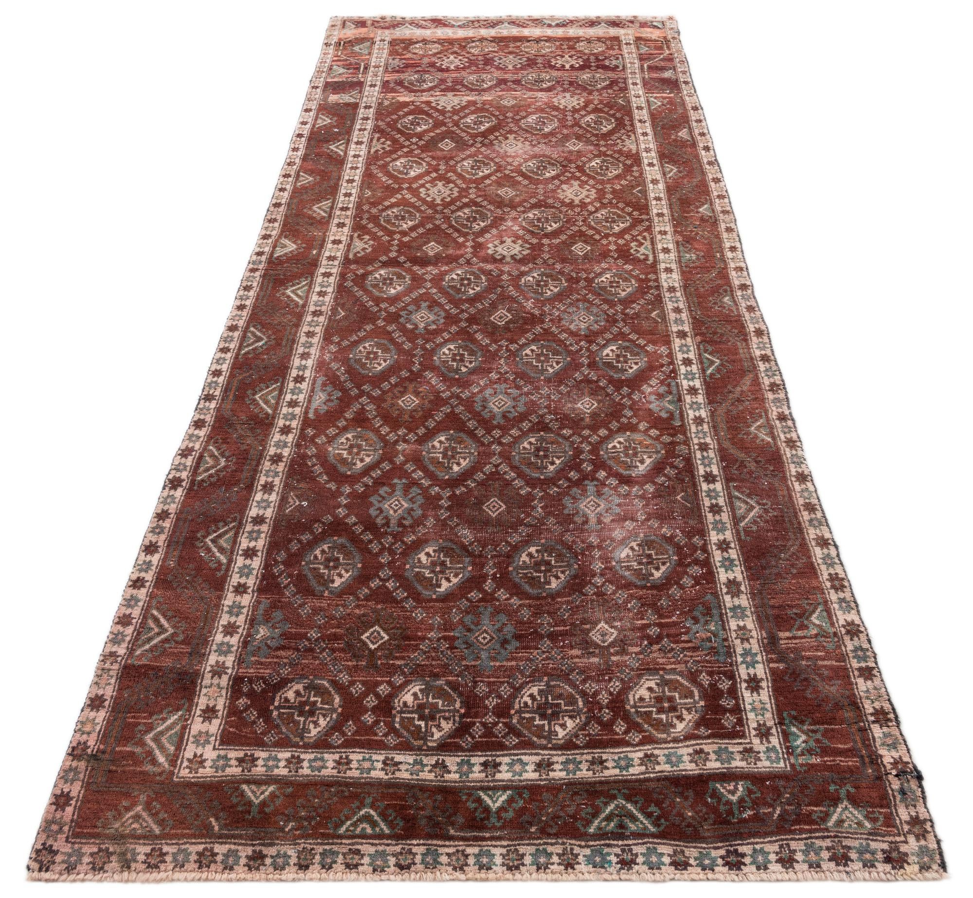 3' 10 x 9' 7 Hand Knotted Ultra Vintage Persian Wool Runner Rug