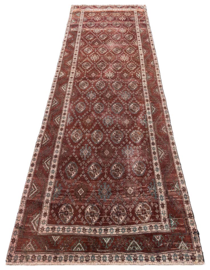 Detail image of 3' 10 x 9' 7  Hand Knotted Ultra Vintage Persian Wool Runner Rug