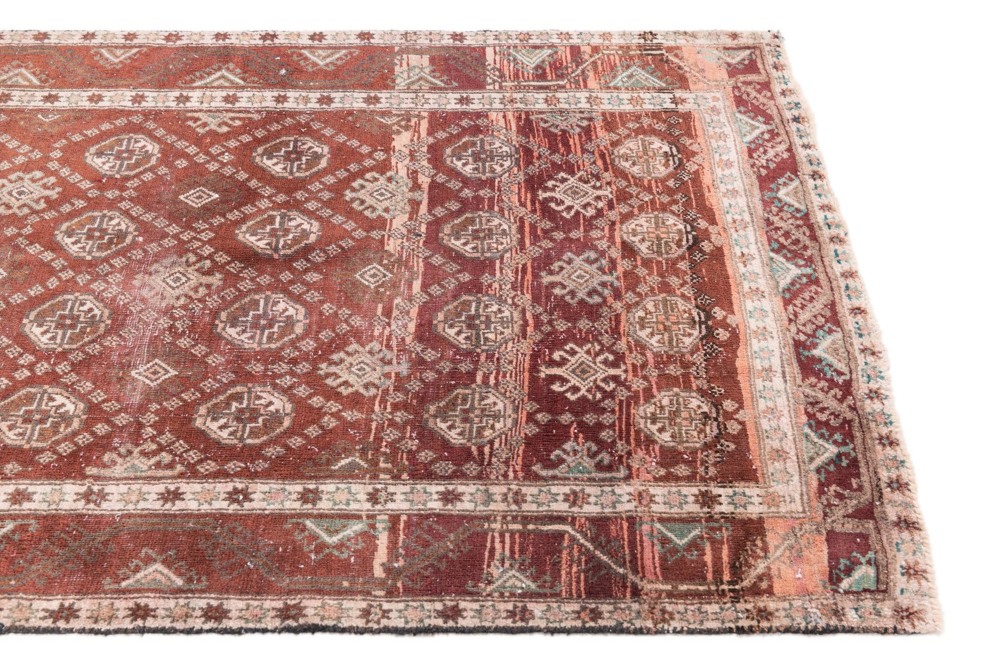 3' 10 x 9' 7 Hand Knotted Ultra Vintage Persian Wool Runner Rug