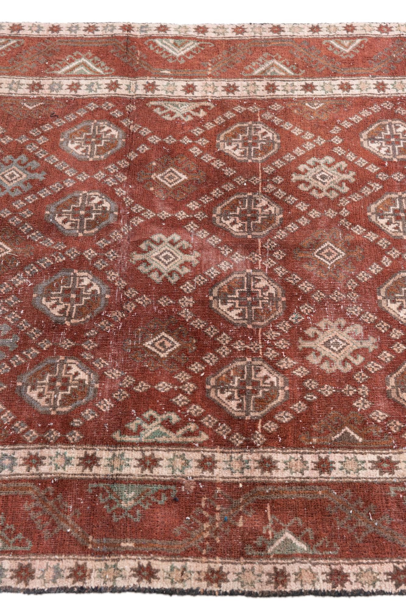 3' 10 x 9' 7 Hand Knotted Ultra Vintage Persian Wool Runner Rug