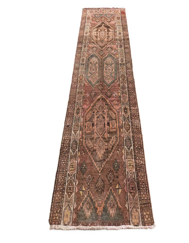 Detail image of 3' 10 x 10' 9  Hand Knotted Ultra Vintage Persian Wool Runner Rug