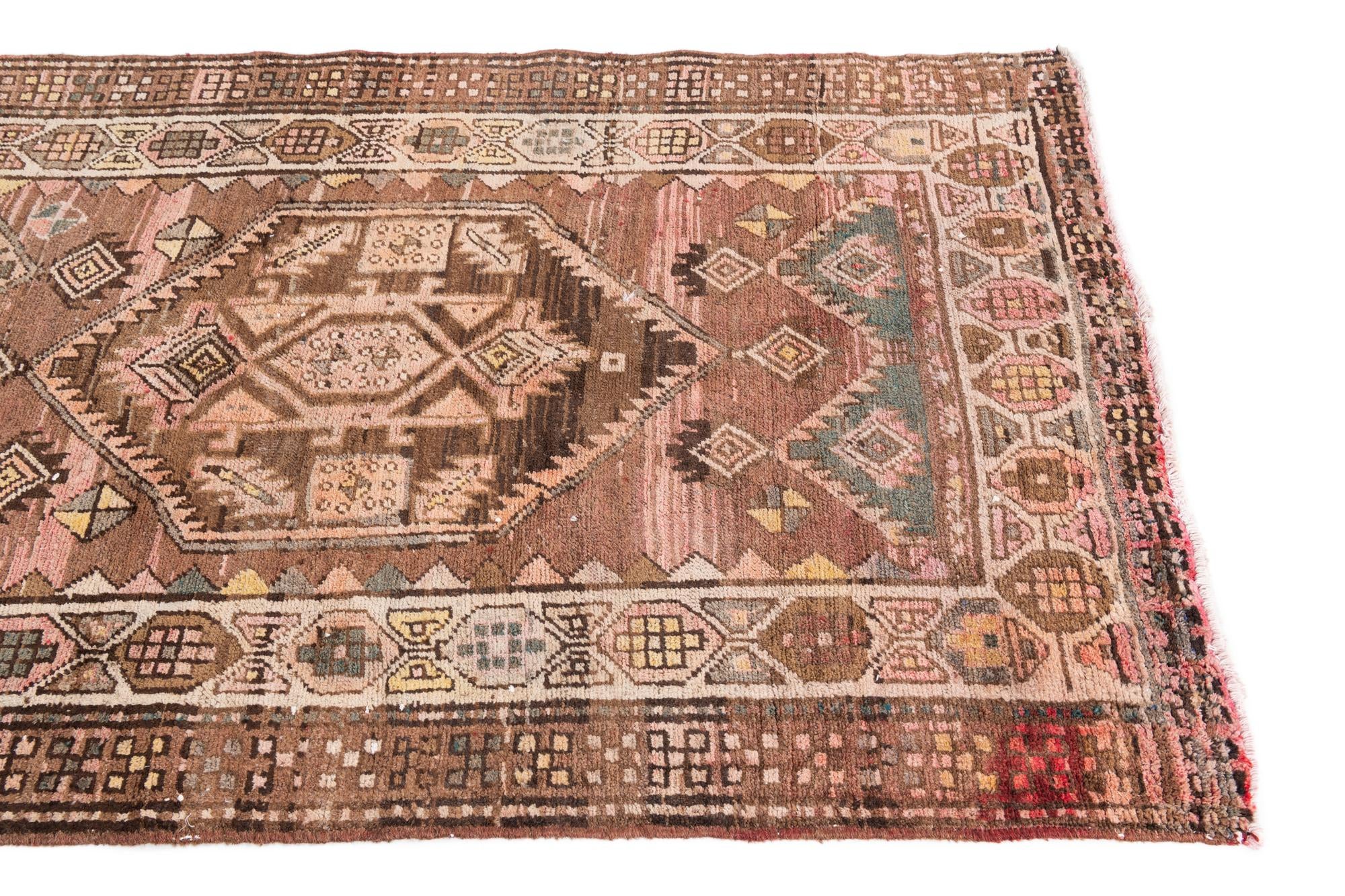 3' 10 x 10' 9 Hand Knotted Ultra Vintage Persian Wool Runner Rug