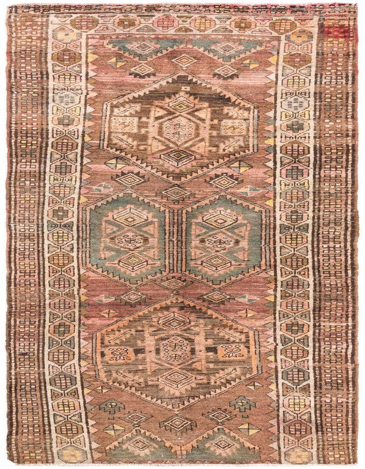 Detail image of 3' 10 x 10' 9 Hand Knotted Ultra Vintage Persian Wool Runner Rug