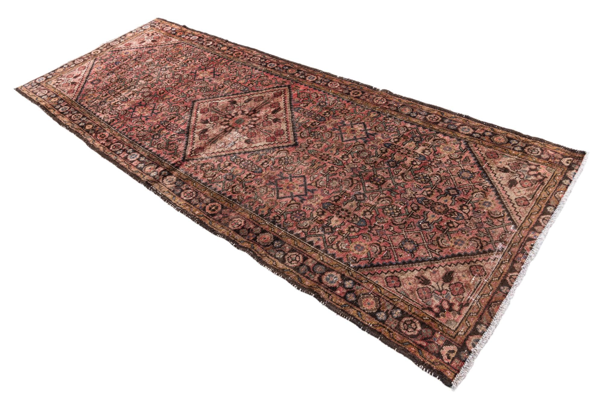 3' 8 x 9' 3 Hand Knotted Ultra Vintage Persian Wool Runner Rug