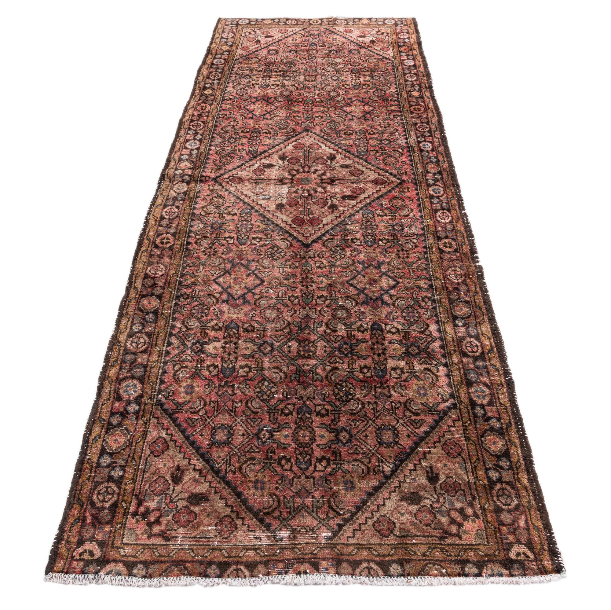 3' 8 x 9' 3 Hand Knotted Ultra Vintage Persian Wool Runner Rug