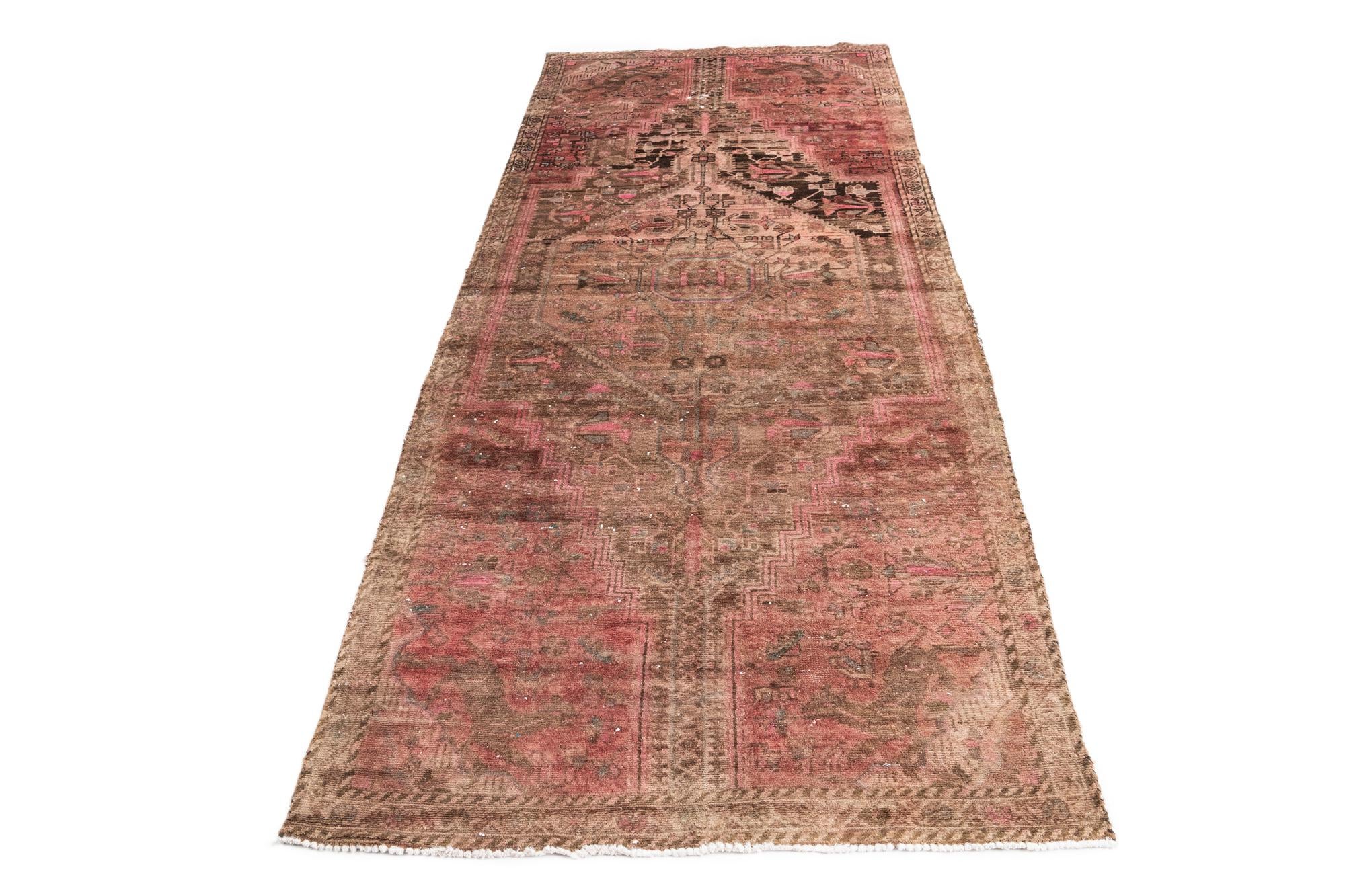 3' 10 x 8' 7 Hand Knotted Ultra Vintage Persian Wool Runner Rug