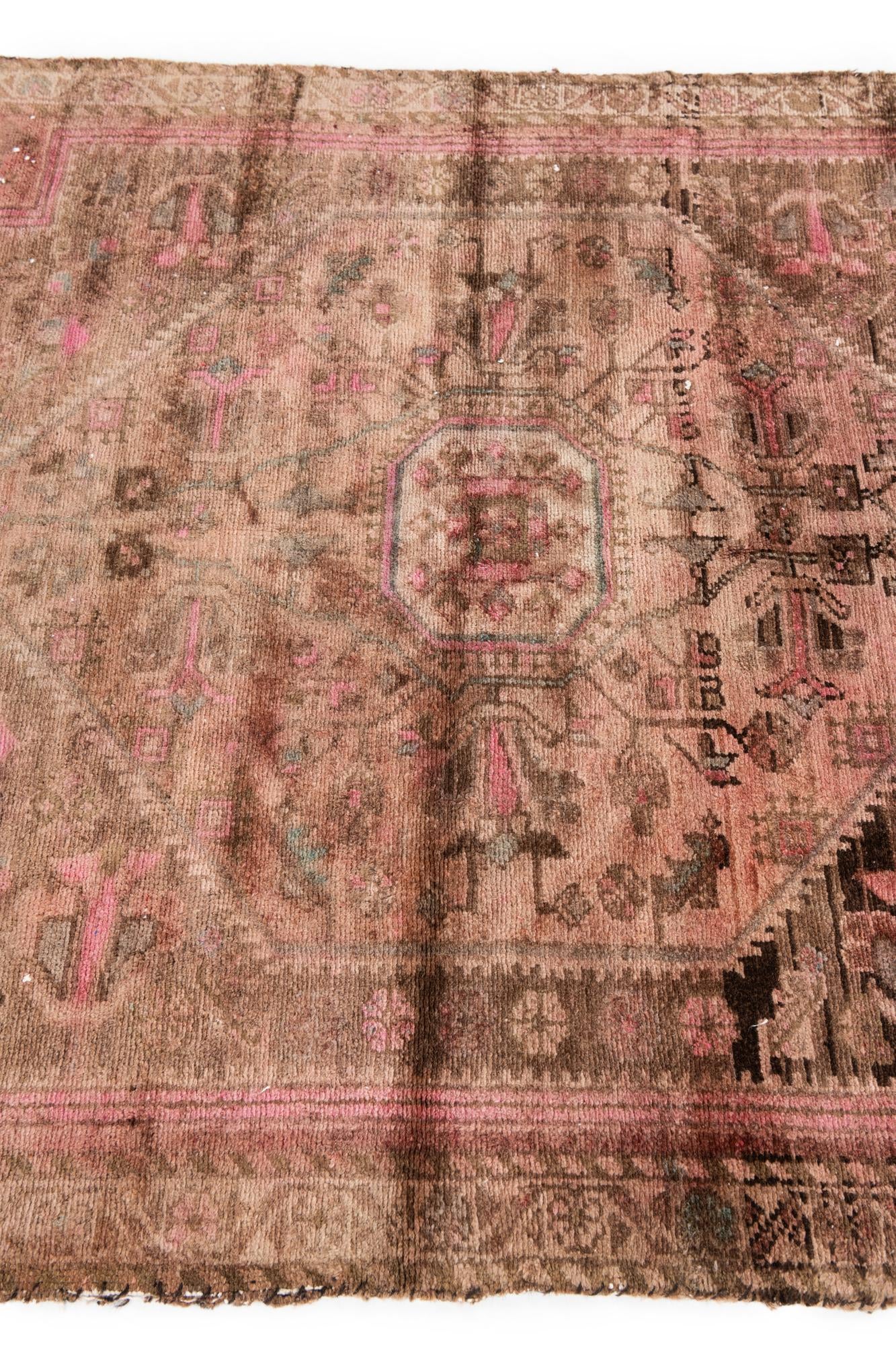 3' 10 x 8' 7 Hand Knotted Ultra Vintage Persian Wool Runner Rug
