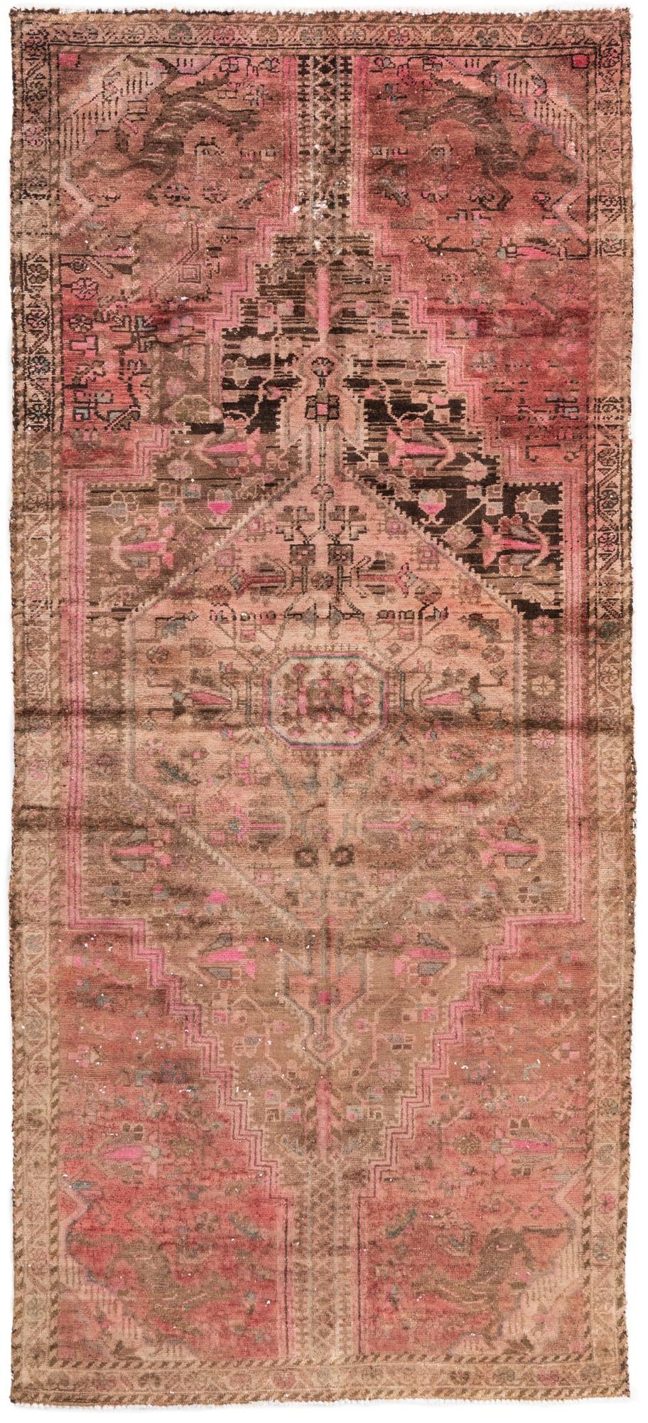 3' 10 x 8' 7 Hand Knotted Ultra Vintage Persian Wool Runner Rug