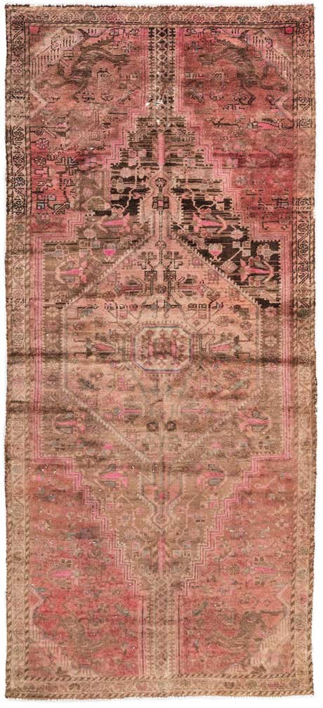 3' 10 x 8' 7 Hand Knotted Ultra Vintage Persian Wool Runner Rug