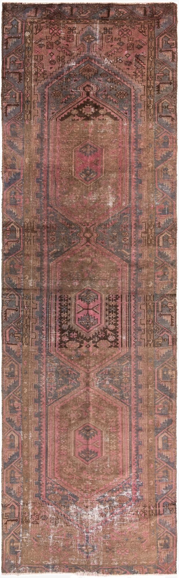 4' 1 x 13' 5  Hand Knotted Ultra Vintage Persian Wool Runner Rug