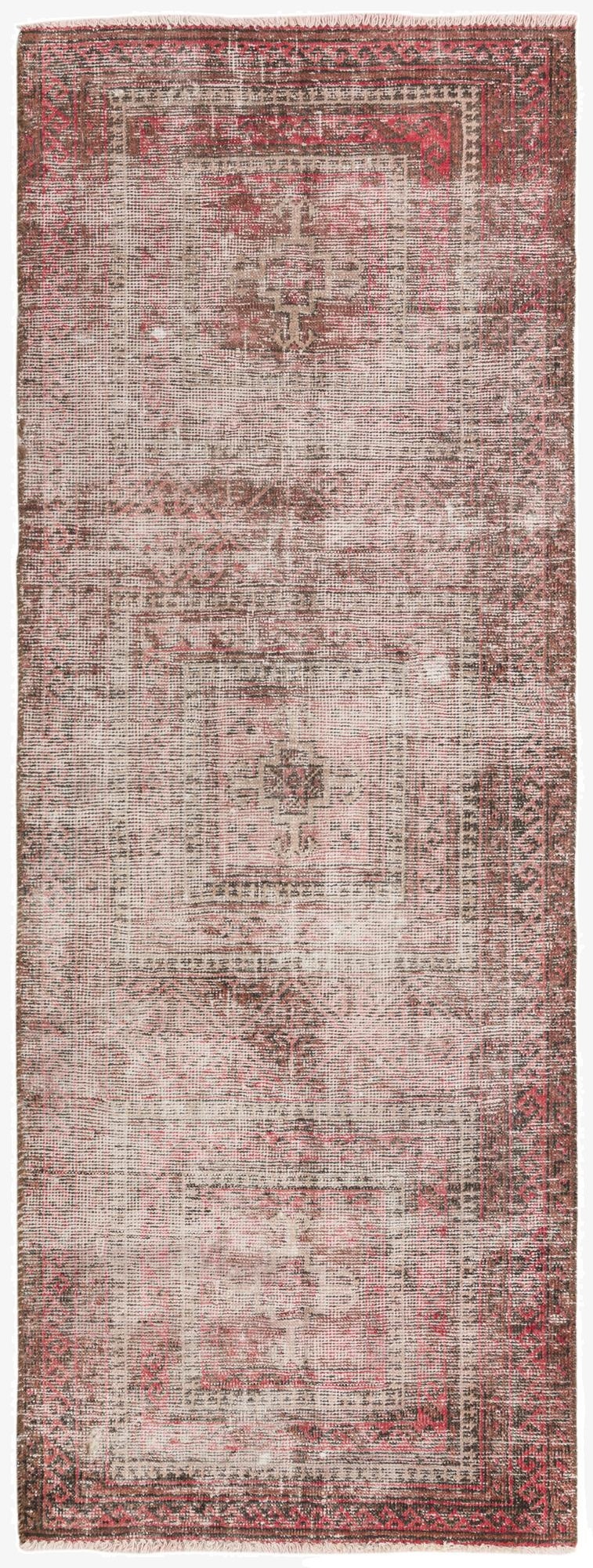 2' 4 x 6' 5  Hand Knotted Ultra Vintage Persian Wool Runner Rug
