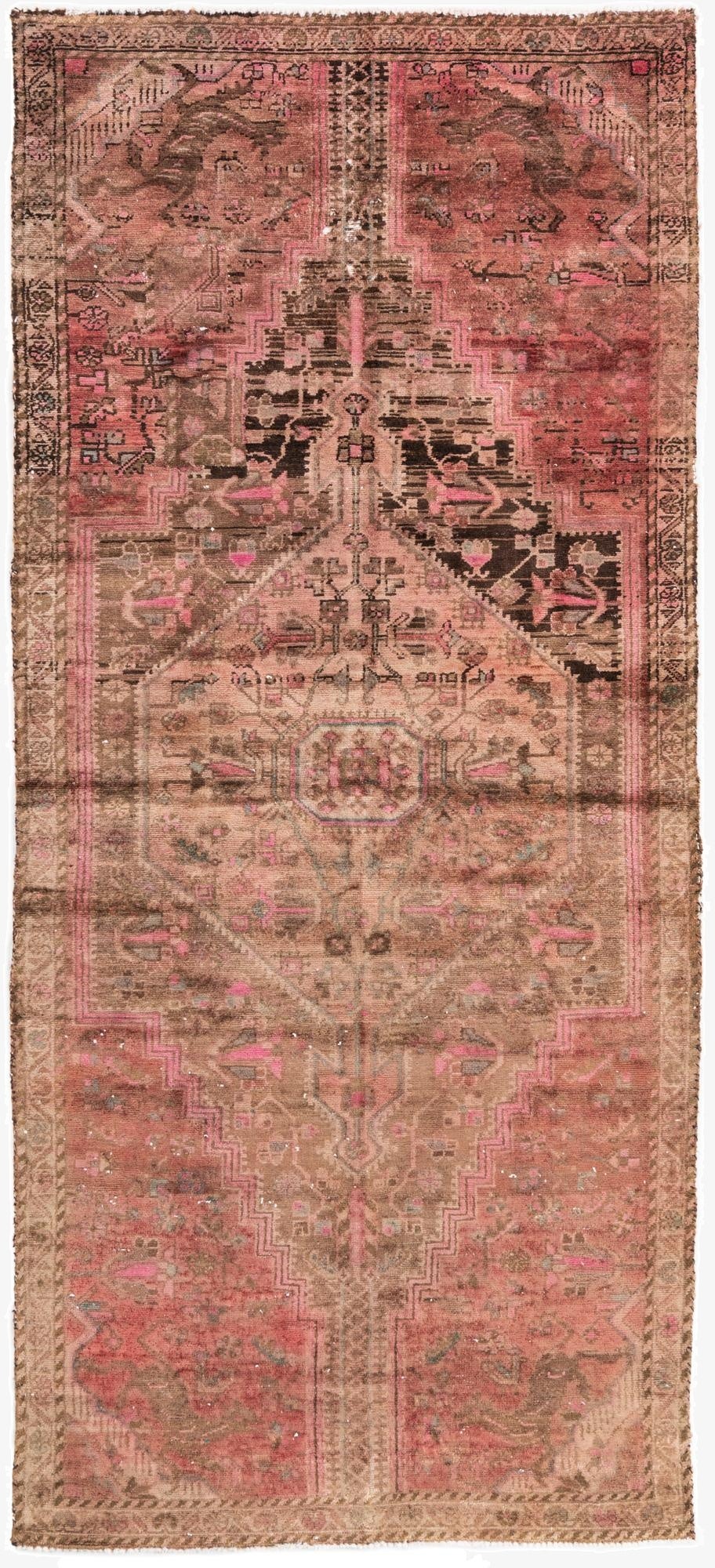 3' 10 x 8' 7  Hand Knotted Ultra Vintage Persian Wool Runner Rug