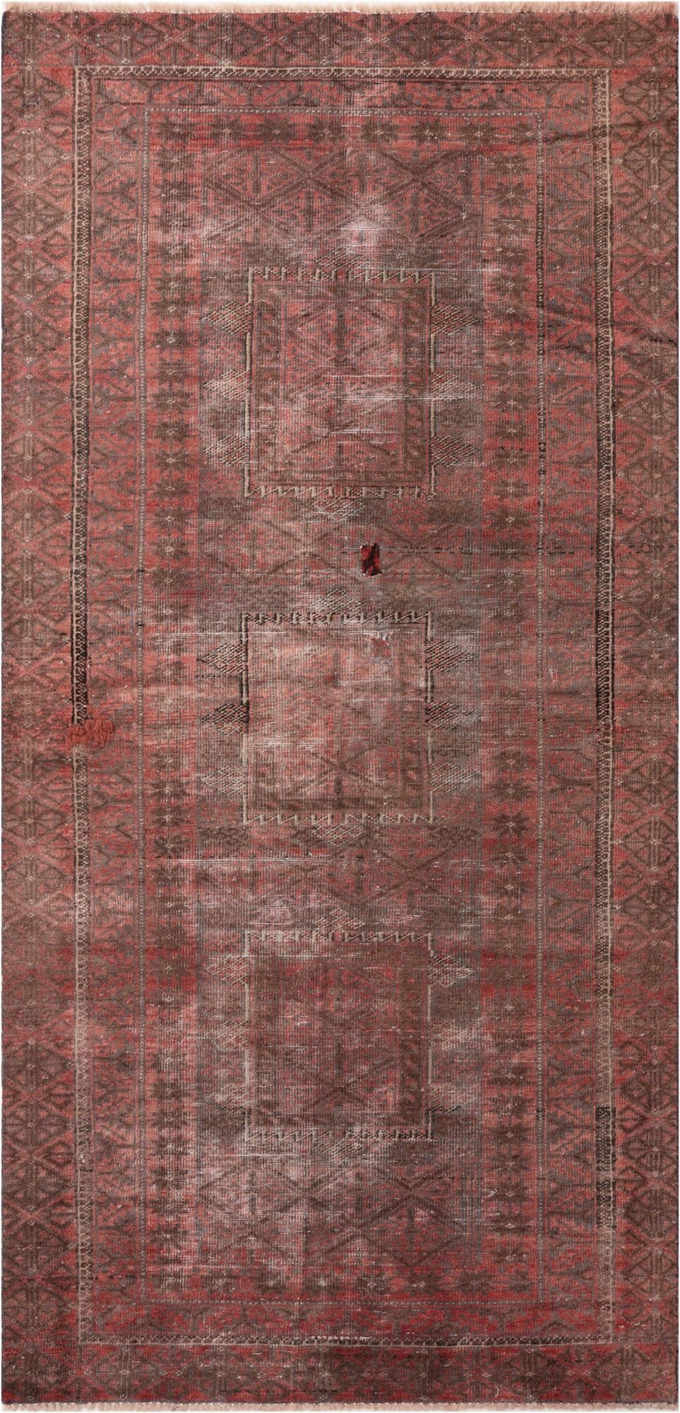 3' 3 x 6' 8  Hand Knotted Ultra Vintage Persian Wool Runner Rug