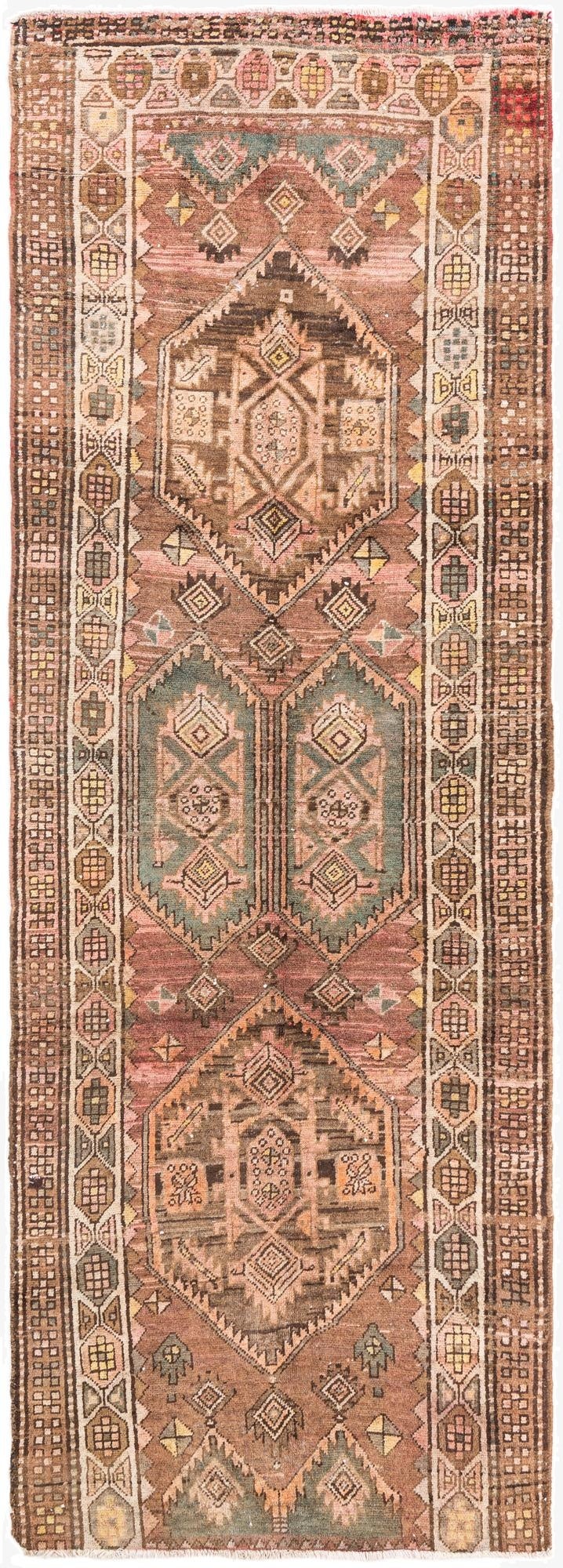 Primary image 3' 10 x 10' 9  Hand Knotted Ultra Vintage Persian Wool Runner Rug