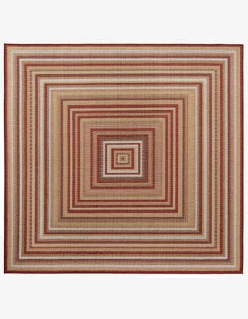 Burgundy Easy-Clean Baja Indoor / Outdoor Square Rug