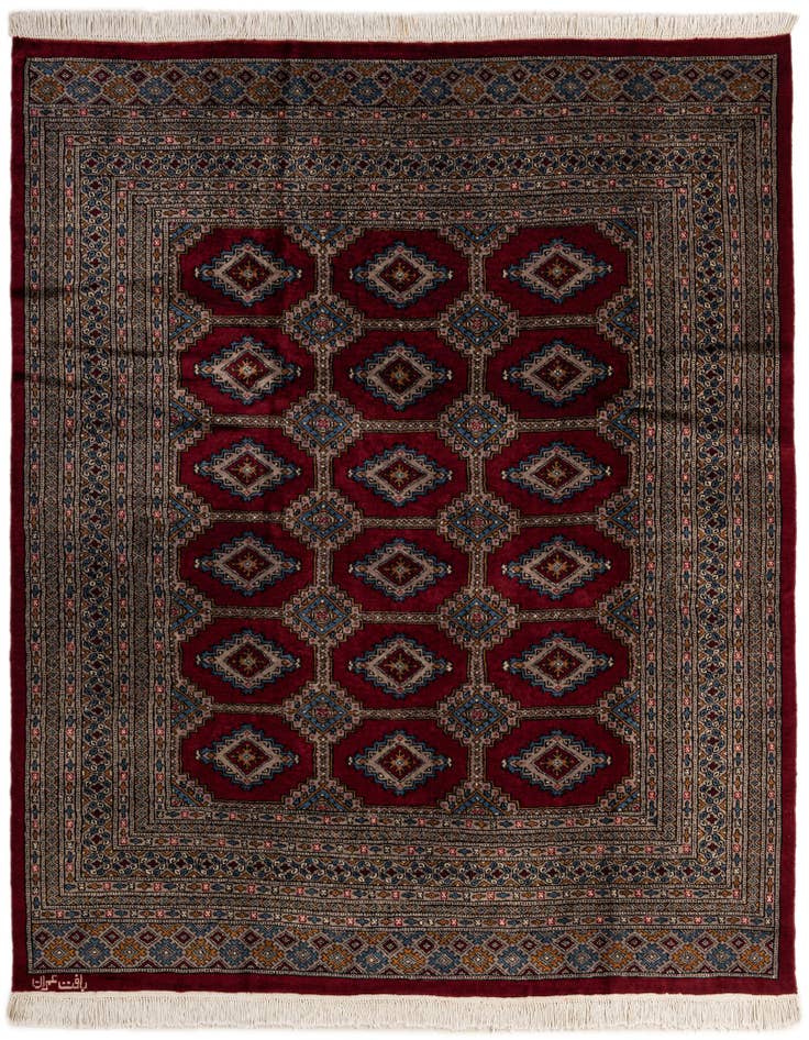 Detail image of 6' x 6' 2 Hand Knotted Bokhara Oriental Wool Square Rug