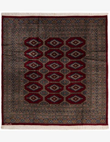 6' x 6' 2 Hand Knotted Bokhara Oriental Wool Square Rug