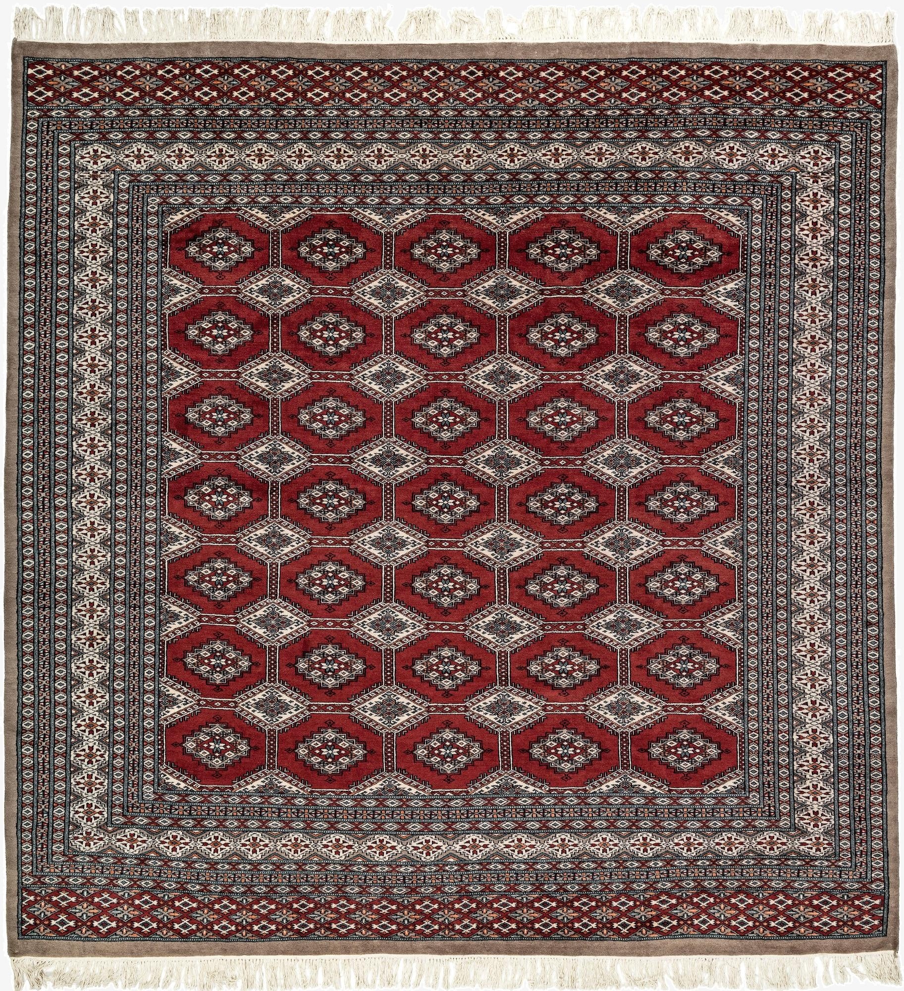 8' 4 x 8' 5  Hand Knotted Bokhara Oriental Wool Square Rug