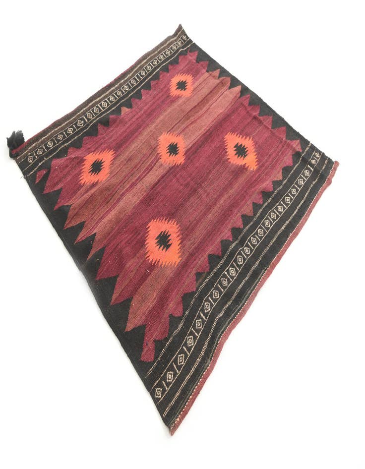 Detail image of 4' 4 x 4' 7  Hand Woven Kilim Afghan Wool Square Rug