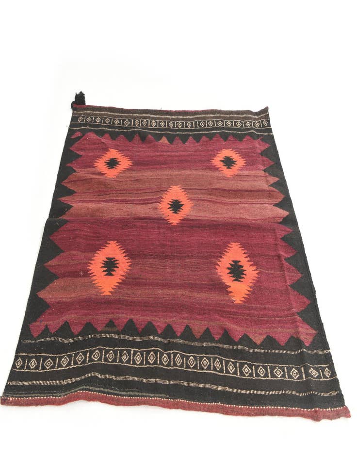 Detail image of 4' 4 x 4' 7  Hand Woven Kilim Afghan Wool Square Rug