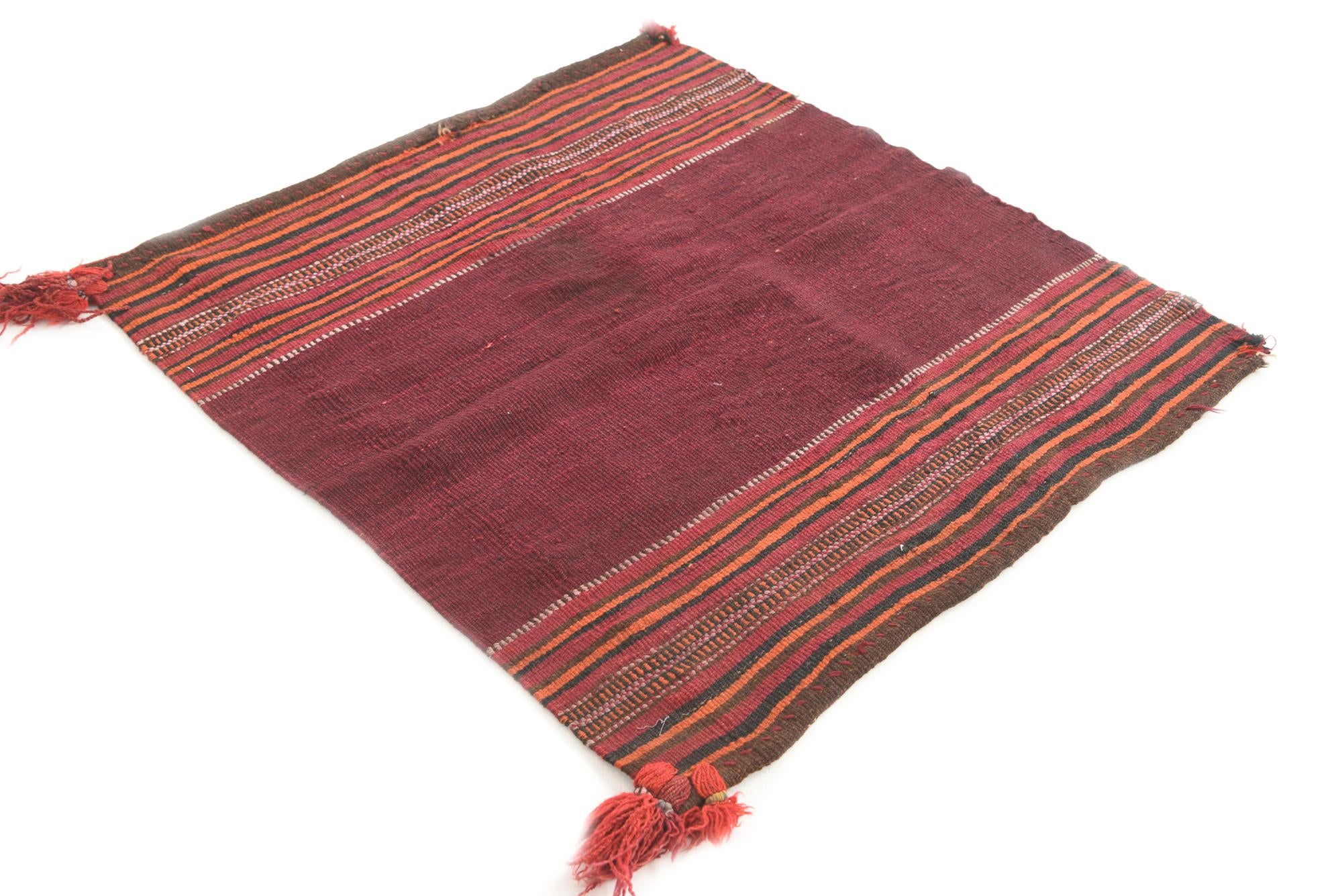 3' 4 x 3' 6 Hand Woven Kilim Afghan Wool Square Rug