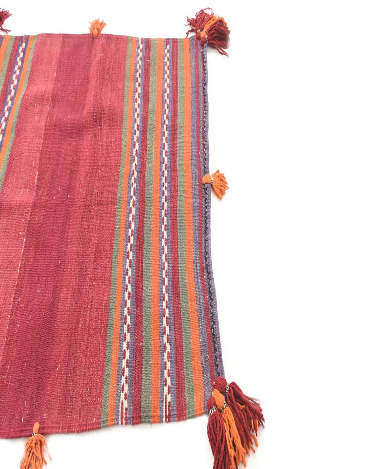 Detail image of 3' 7 x 3' 8 Hand Woven Kilim Afghan Wool Square Rug