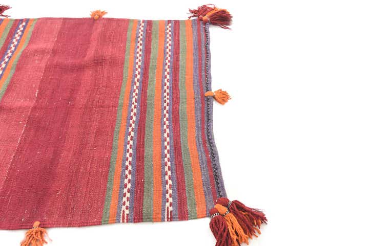 3' 7 x 3' 8 Hand Woven Kilim Afghan Wool Square Rug