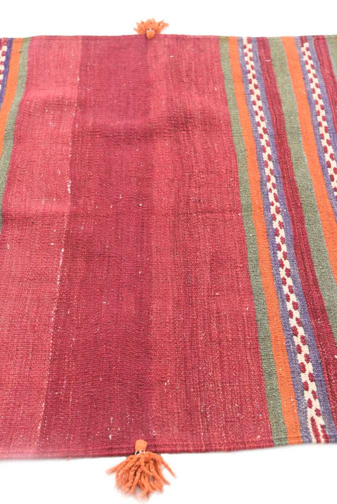 3' 7 x 3' 8 Hand Woven Kilim Afghan Wool Square Rug