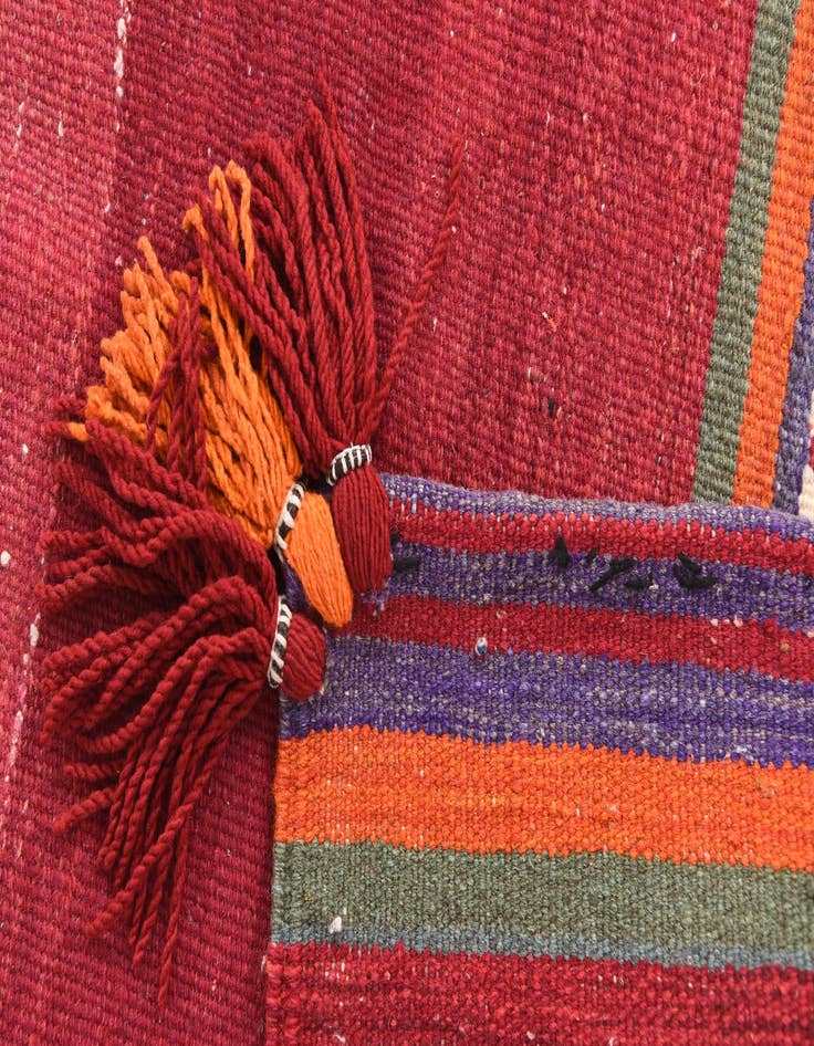 Detail image of 3' 7 x 3' 8  Hand Woven Kilim Afghan Wool Square Rug