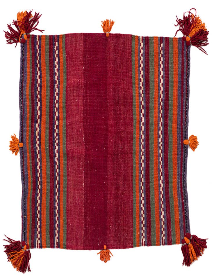 Detail image of 3' 7 x 3' 8 Hand Woven Kilim Afghan Wool Square Rug