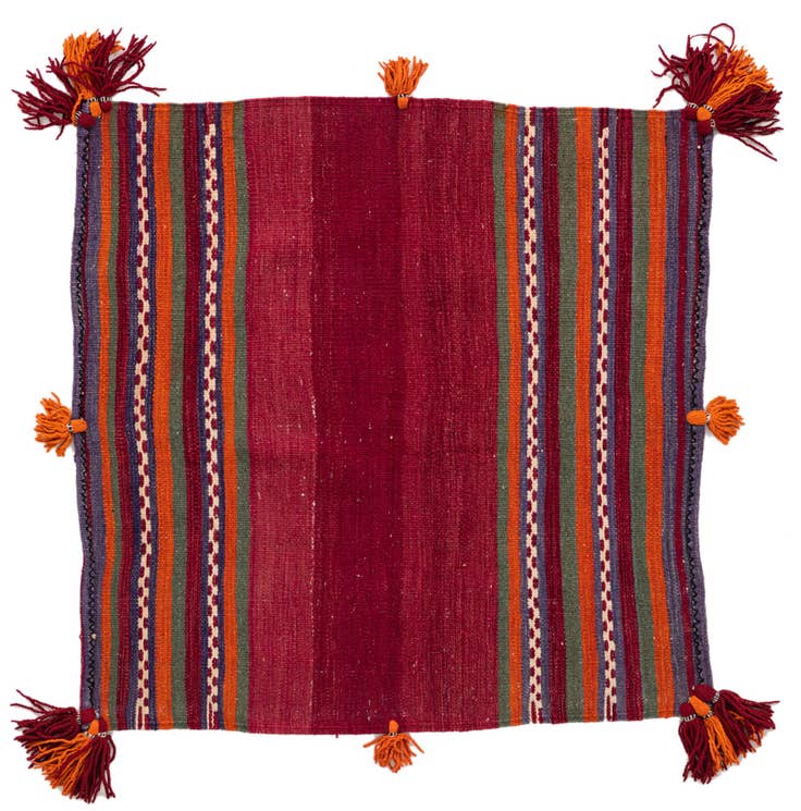 Detail image of 3' 7 x 3' 8 Hand Woven Kilim Afghan Wool Square Rug