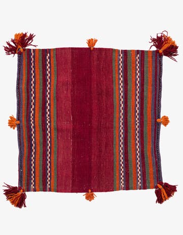 3' 7 x 3' 8 Hand Woven Kilim Afghan Wool Square Rug