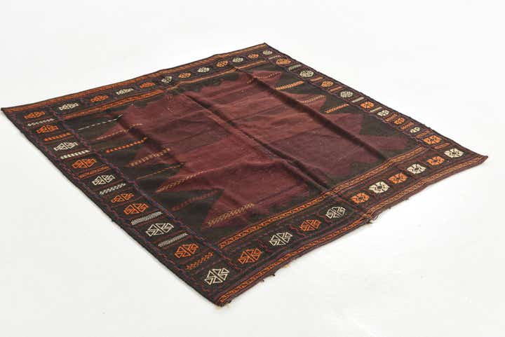4' 2 x 4' 6 Hand Knotted Kilim Fars Persian Wool Square Rug