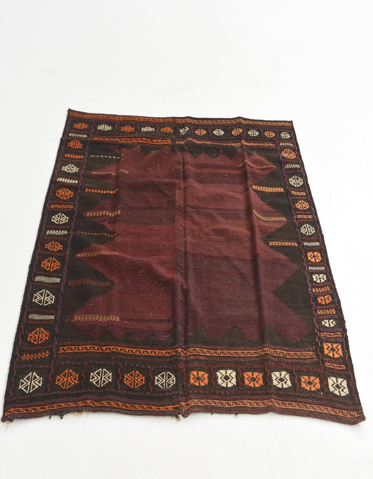 Detail image of 4' 2 x 4' 6  Hand Knotted Kilim Fars Persian Wool Square Rug