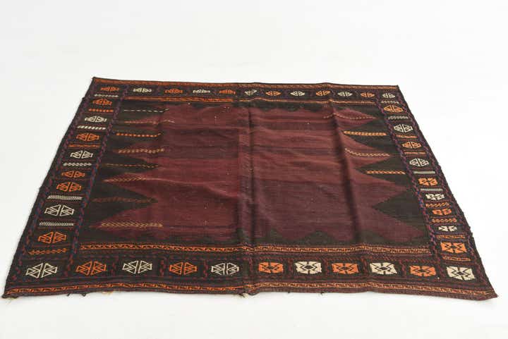 4' 2 x 4' 6 Hand Knotted Kilim Fars Persian Wool Square Rug