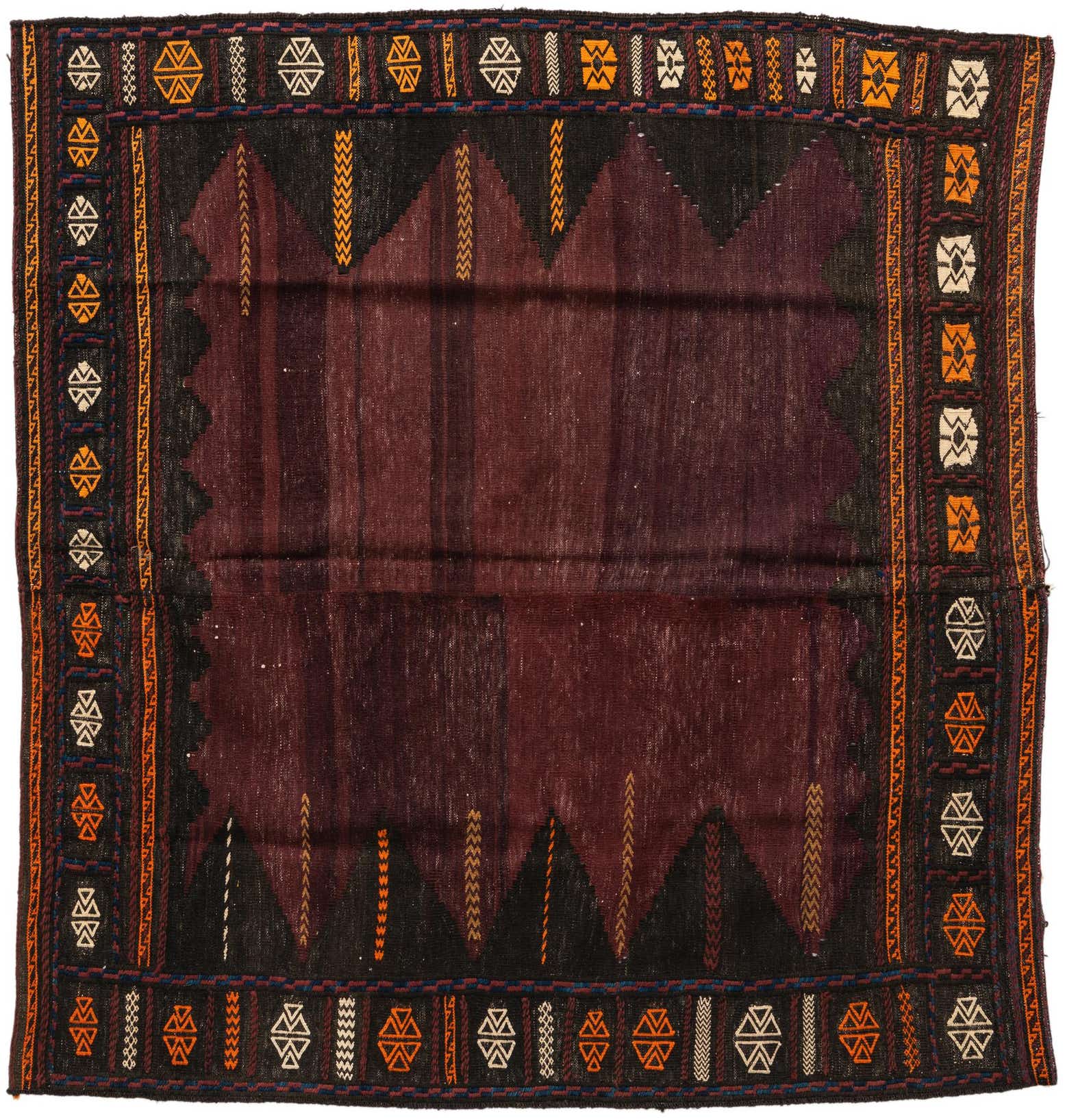 4' 2 x 4' 6 Hand Knotted Kilim Fars Persian Wool Square Rug