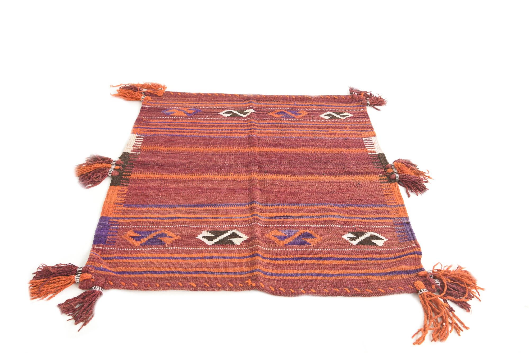 3' 5 x 3' 9 Hand Woven Kilim Fars Wool Square Rug