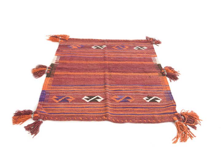 3' 5 x 3' 9 Hand Woven Kilim Fars Wool Square Rug