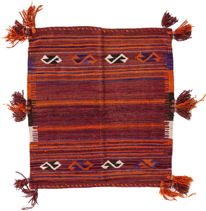 3' 5 x 3' 9 Hand Woven Kilim Fars Wool Square Rug