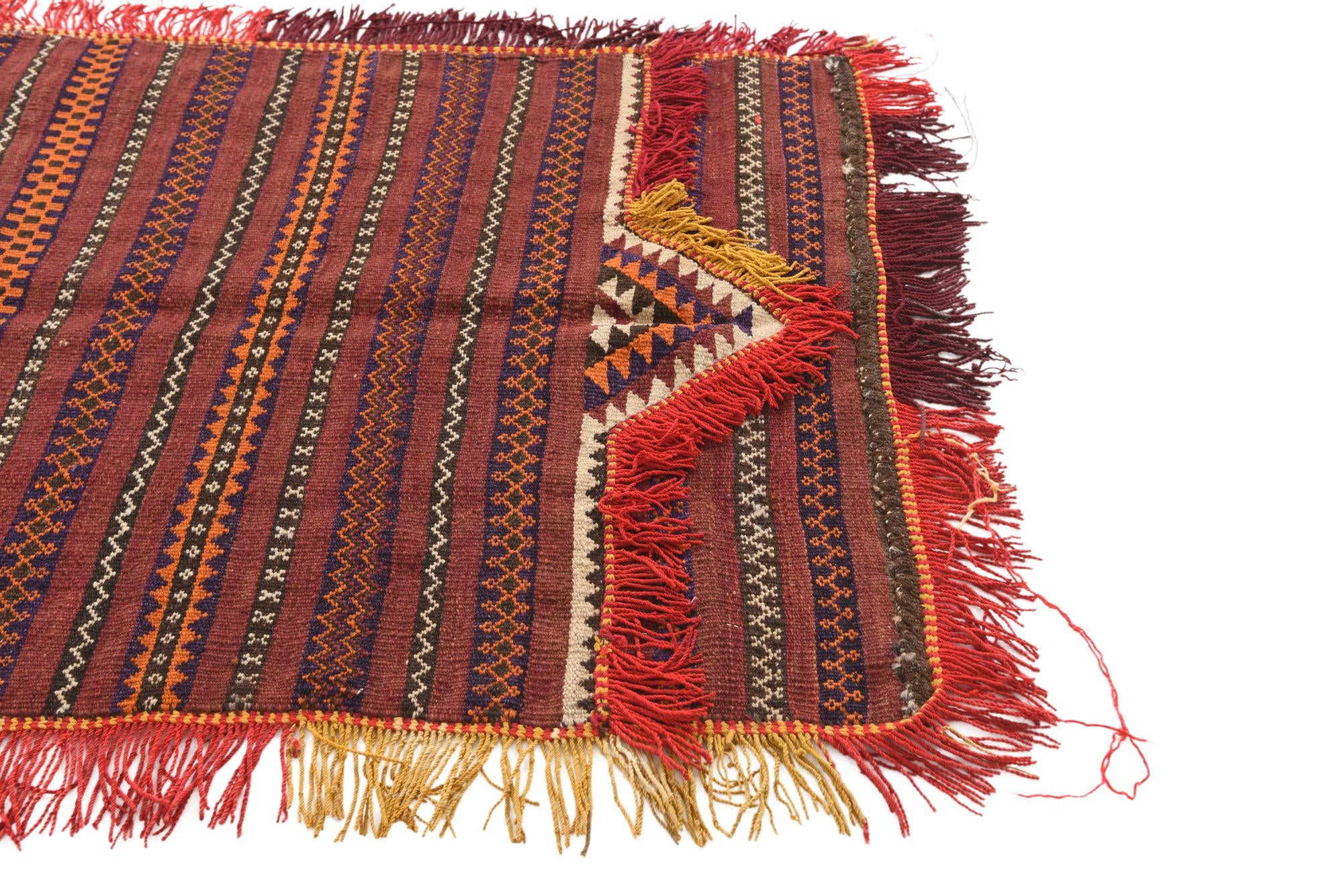 3' 1 x 4' Hand Woven Kilim Fars Wool Square Rug