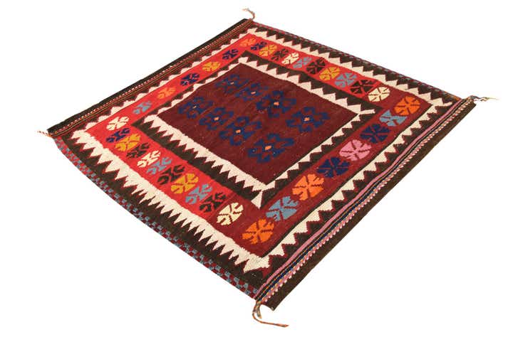 4' 1 x 4' 2 Hand Woven Kilim Fars Wool Square Rug
