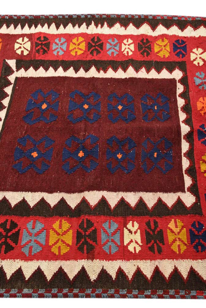 4' 1 x 4' 2 Hand Woven Kilim Fars Wool Square Rug
