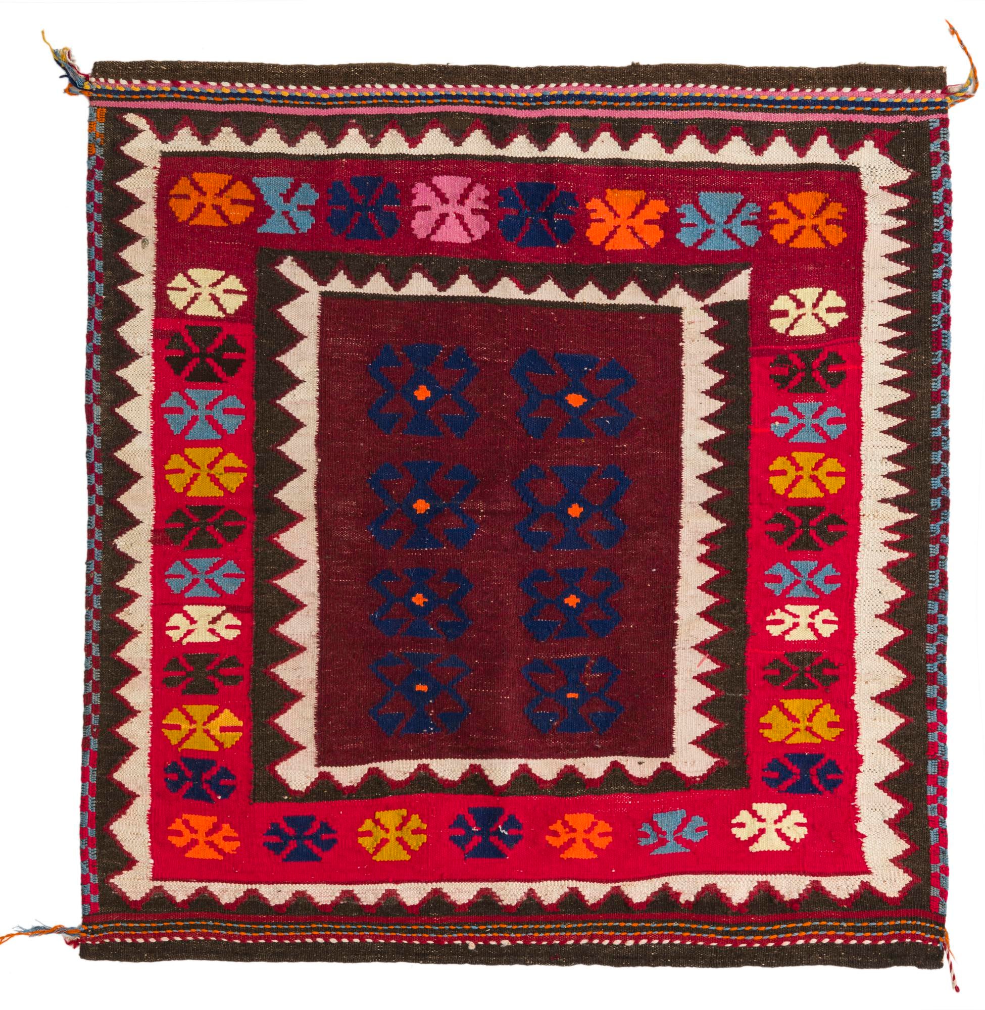 4' 1 x 4' 2 Hand Woven Kilim Fars Wool Square Rug